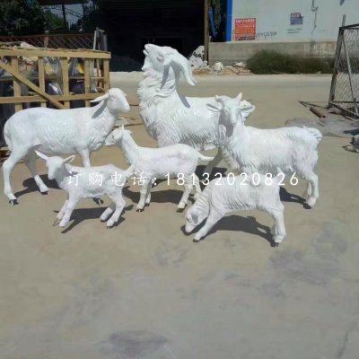 玻璃钢白山羊雕塑，公园动物雕塑 (2)