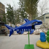 鲨鱼雕塑，玻璃钢动物雕塑
