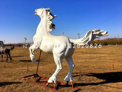 白马雕塑，玻璃钢动物雕塑 (2)