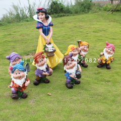 白雪公主小矮人雕塑,公园卡通人物