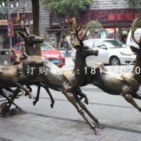 奔跑的鹿铜雕，动物铜雕