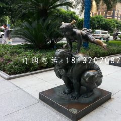 跳山羊铜雕,小区景观铜雕
