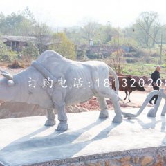 牛耕地石雕,广场景观石雕