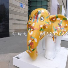 卡通动物摆件,玻璃钢彩绘小象