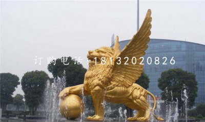 飞狮雕塑，广场铜狮子