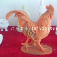晚霞红动物石雕,公鸡石雕