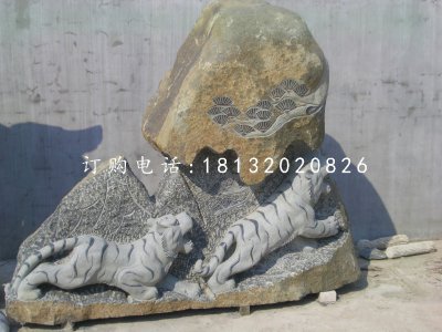 青石老虎雕塑，公园景观石雕
