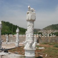 十二生肖柱石雕，汉白玉柱子