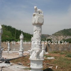 十二生肖柱石雕，漢白玉柱子