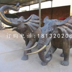大象铜雕,象鼻向上铜雕
