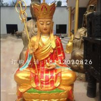 铜雕彩绘地藏王，坐式佛像雕塑