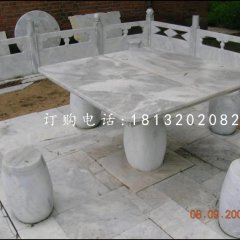 方桌圆凳石雕,公园休息椅