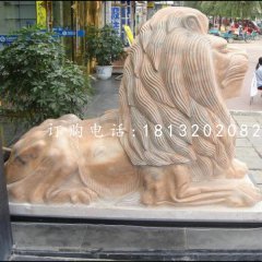 趴着的狮子雕塑,西洋狮石雕