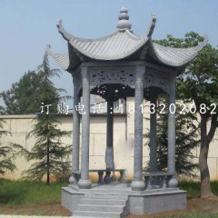 六角青石凉亭,公园景观石雕