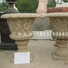 砂岩花盆,欧式花钵雕塑