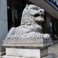 西洋狮石雕，银行门口石狮子