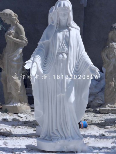 汉白玉圣母雕塑，西方人物石雕