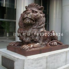 趴着的西洋狮铜雕,铜狮子