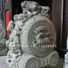 青石抱鼓石雕塑,仿古门墩