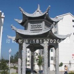 六角凉亭,青石双层凉亭