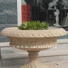 砂岩花盆雕塑,公园景观石雕