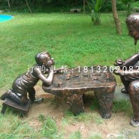 公园下棋雕塑，小品铜雕