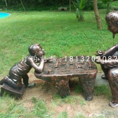 公园下棋雕塑,小品铜雕