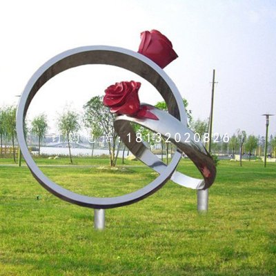 不锈钢玫瑰花戒指公园不锈钢雕塑
