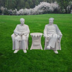 汉白玉毛泽东和周恩来,伟人石雕