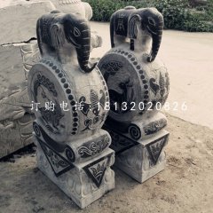青石仿古大象门墩,门口抱鼓石