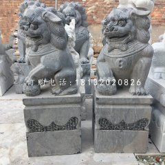 青石仿古石狮子,看门石桌石雕