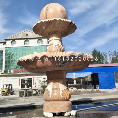 晚霞红风水球喷泉,双层风水球雕塑