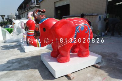 彩绘大象雕塑商场玻璃钢雕塑 (4)