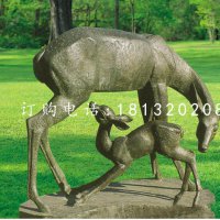 母子小鹿铜雕公园动物雕塑