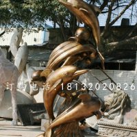 海豚铜雕，嬉戏铜雕