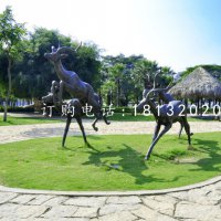 羚羊铜雕，公园动物铜雕