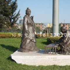 孔子学琴铜雕,校园景观铜雕