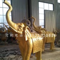 象鼻向上的大象铜雕，广场大象铜雕