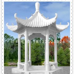 汉白玉六角石凉亭,公园凉亭石雕