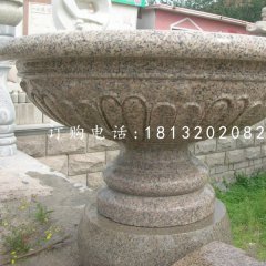 花岗岩花盆雕塑,石雕花钵