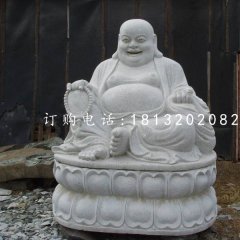 坐式弥勒佛石雕,汉白玉弥勒佛雕塑