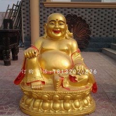 坐式弥勒佛雕塑,铜雕彩绘佛像