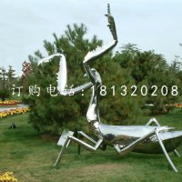 不锈钢螳螂雕塑，公园昆虫雕塑