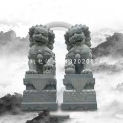大理石踩球北京狮,看门狮子雕塑
