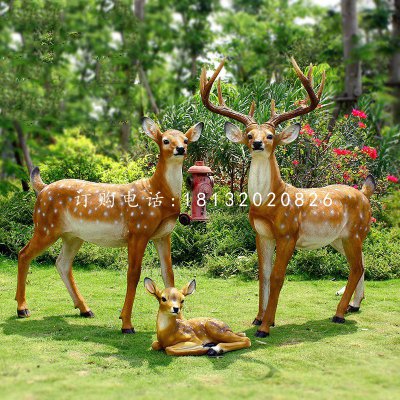 仿真梅花鹿雕塑，玻璃钢仿真动物，公园动物雕塑 (6)