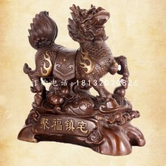 聚福镇宅麒麟铜雕,门口麒麟铜雕