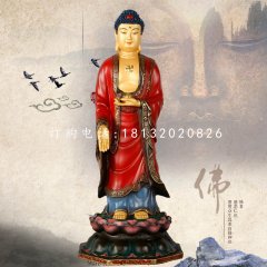 立式如来佛雕塑,玻璃钢彩绘佛像雕塑