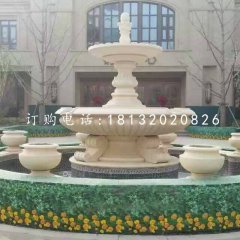 双层喷泉石雕,别墅喷泉雕塑