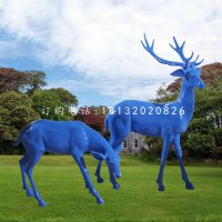 玻璃钢彩绘梅花鹿动物雕塑
