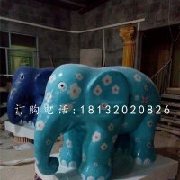 玻璃钢彩绘大象彩绘动物雕塑